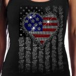 Hot Leathers GLR2559 Ladies Black Heart Bling Flag Tank Top Shirt - Image 2