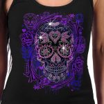 Hot Leathers GLR2562 Ladies Black Sugar Skull Bling Tank Top Shirt - Image 2