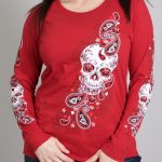 Hot Leathers GLR3409 Indy Red ‘Sugar Paisley’ Ladies Long Sleeve Shirt - Image 2