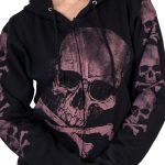 Hot Leathers GLZ4324 Ladies ‘Skull and Crossbones’ Jumbo Print Ladies Hooded Sweatshirt - Image 2