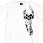 Hot Leathers GMD1080 Men’s ‘Ghost’ Skull Double Sided White Printed T-Shirt