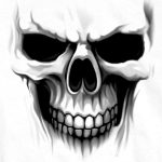 Hot Leathers GMD1080 Men’s ‘Ghost’ Skull Double Sided White Printed T-Shirt - Image 5