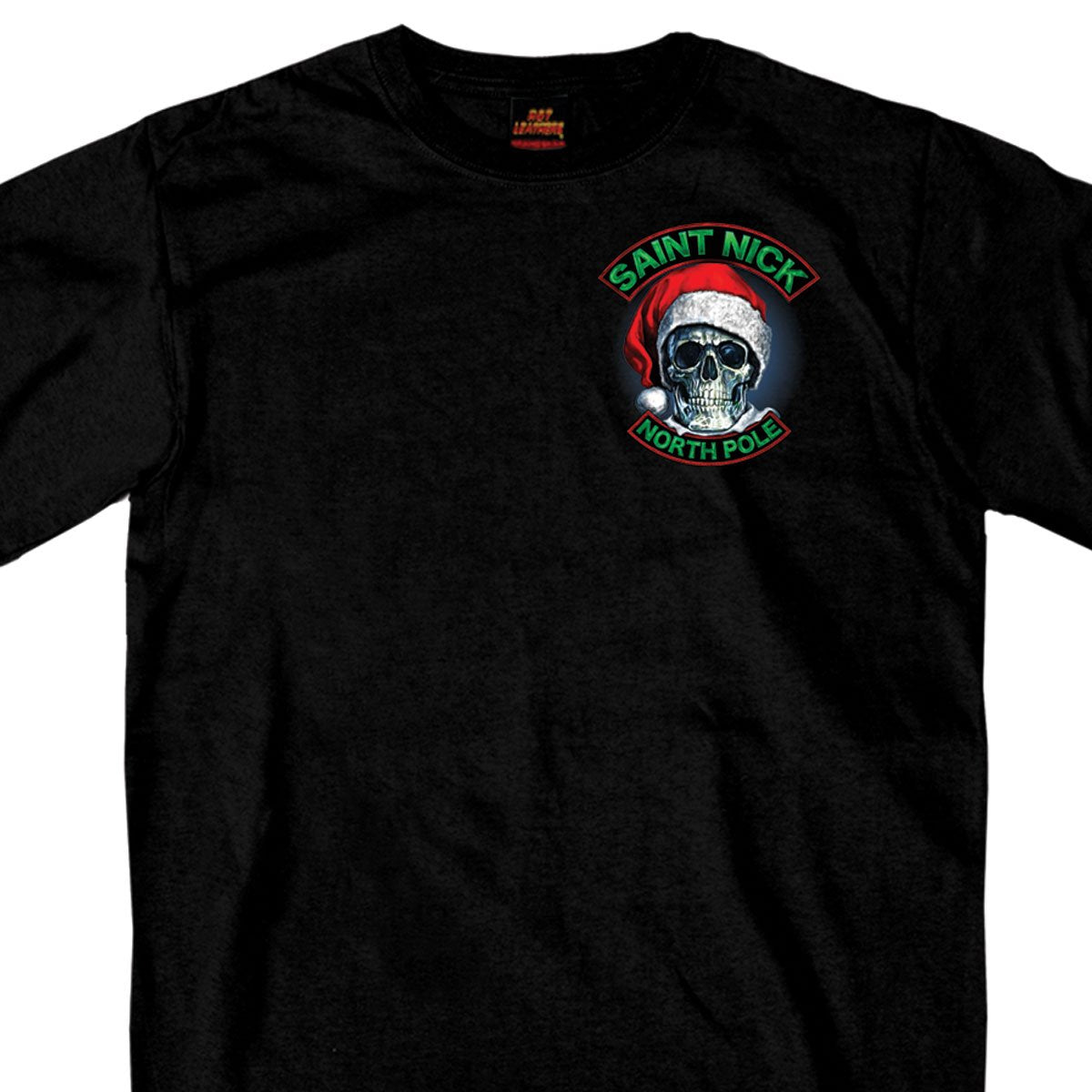 Hot Leathers GMD1329 Men’s Saint Nick Skull Christmas Black T-Shirt
