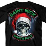 Hot Leathers GMD1329 Men’s Saint Nick Skull Christmas Black T-Shirt - Image 2
