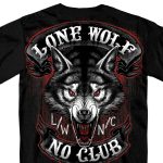 Hot Leathers GMD1343 ‘Jumbo Lone Wolf, No Club’ Black Men’s Black T-Shirt - Image 2