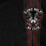 Hot Leathers GMD1343 ‘Jumbo Lone Wolf, No Club’ Black Men’s Black T-Shirt - Image 4