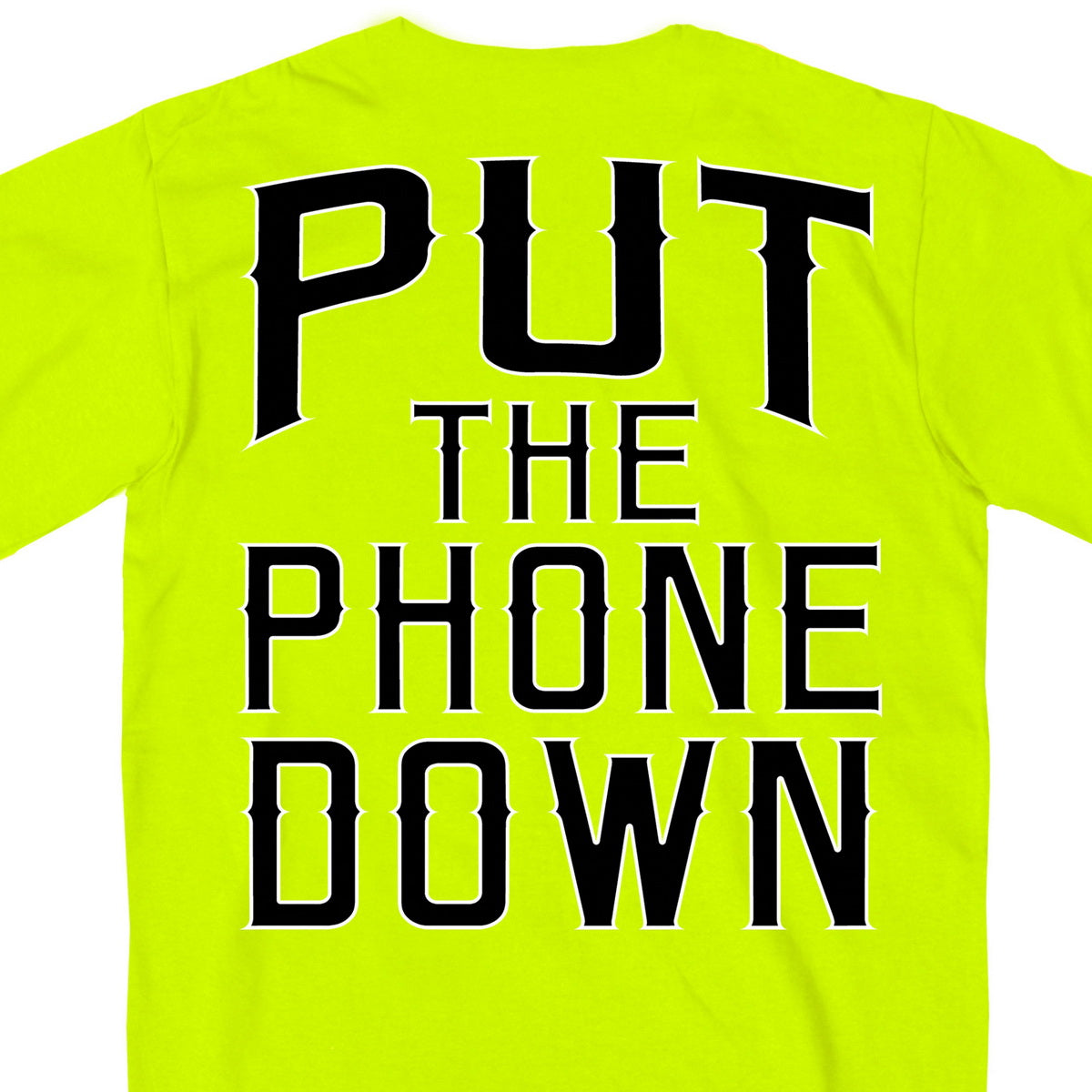 Hot Leathers GMD1410 Mens ‘Put The Phone Down’ Safety Green T-Shirt