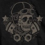 Hot Leathers GMD1418 Men’s Black ‘Vintage Skull and Cross Pistons’ Double Sided T-Shirt - Image 3