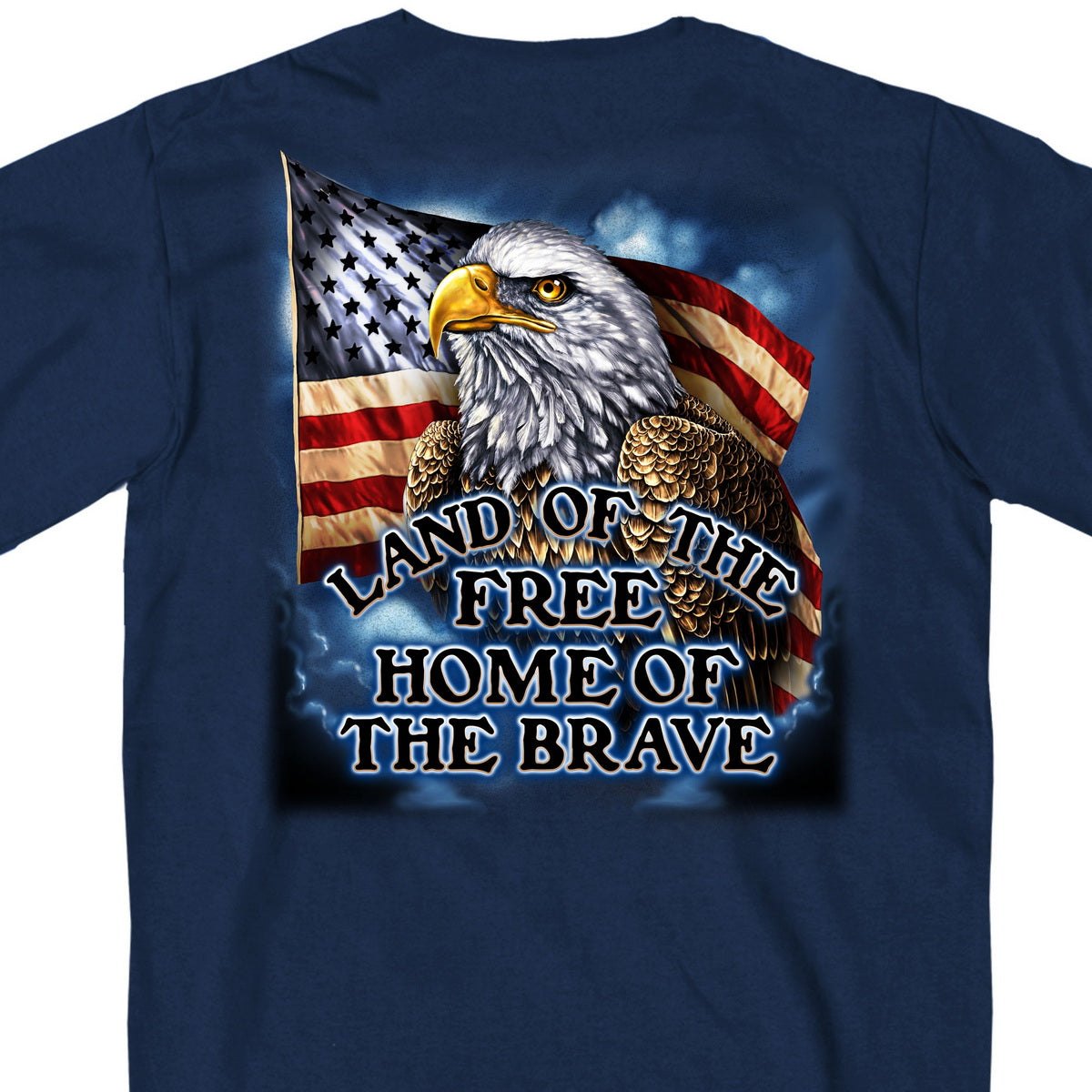 Hot Leathers GMD1420 Men’s ‘Land of the Free USA Proud Eagle’ Navy Blue T-Shirt