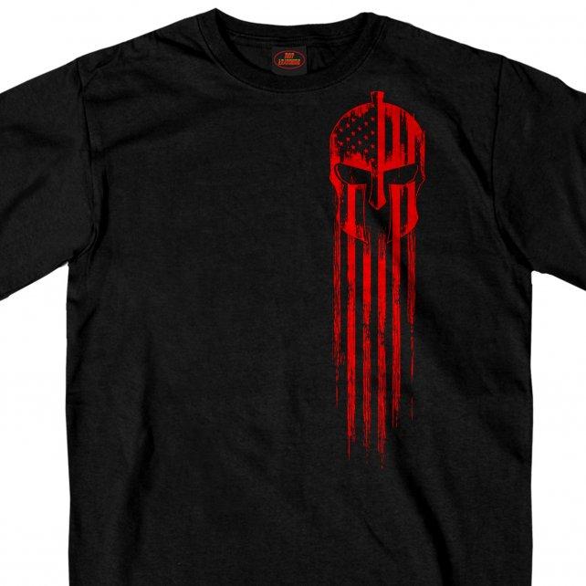 Hot Leathers GMD1468 Men’s Red Warrior Skull Flag Black T-Shirt