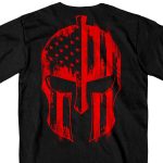 Hot Leathers GMD1468 Men’s Red Warrior Skull Flag Black T-Shirt - Image 3