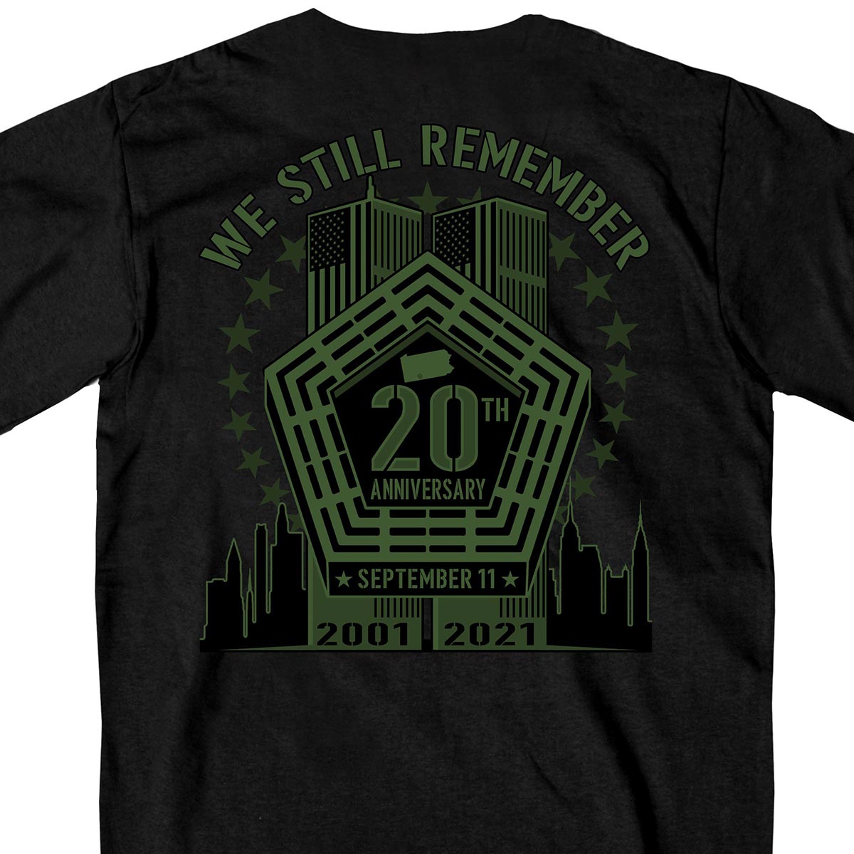 Hot Leathers GMD1495 Men’s Black ‘9-11 We Still Remember’ T-Shirt
