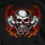 Hot Leathers GMD1535 Men’s Black Skull and Pistons T-Shirt - Image 2