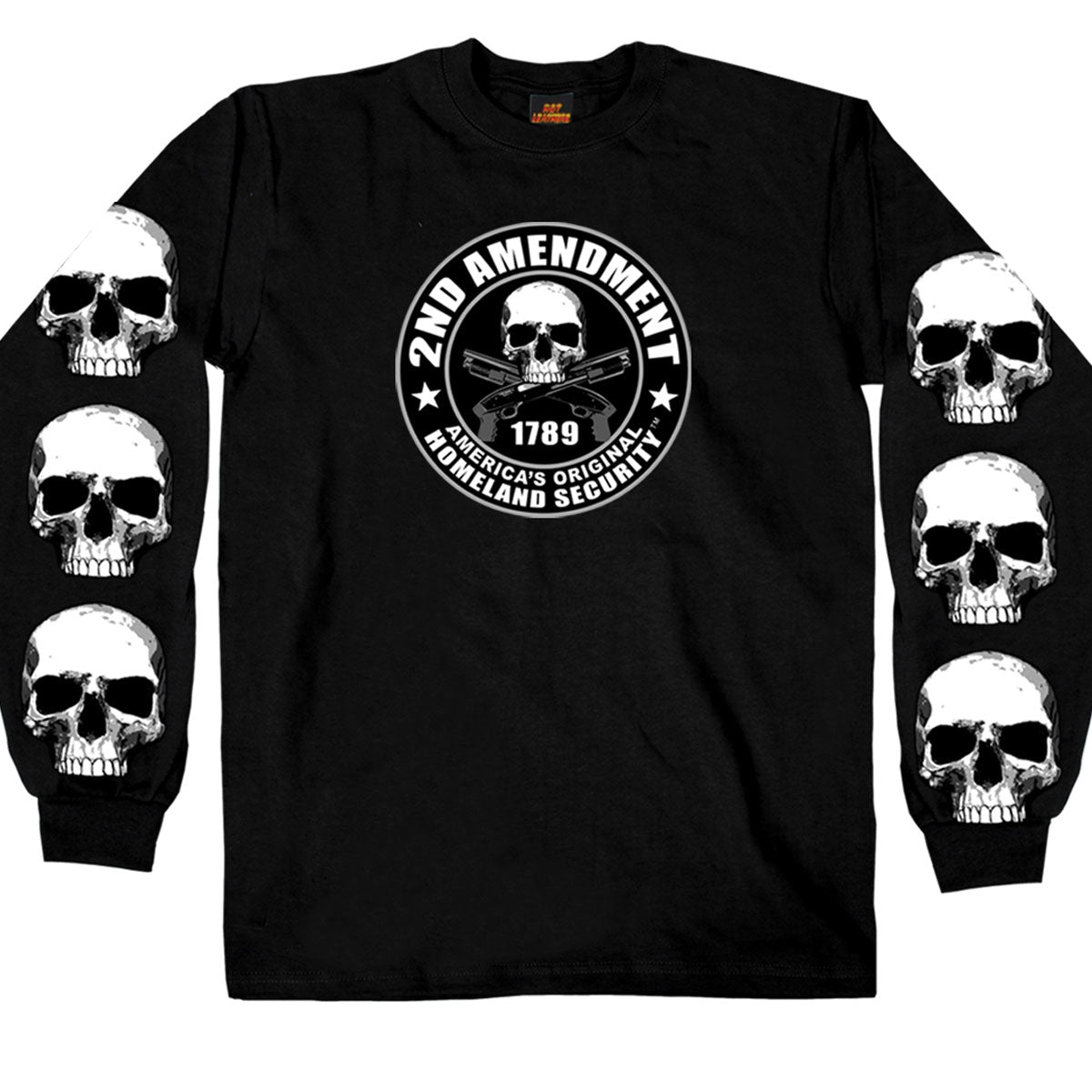 Hot Leathers GMD2158 Men’s ‘2nd Amendment America’s Original Homeland Security’ Long Sleeve Black T-Shirt