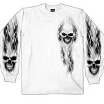 Hot Leathers GMD2241 Mens ‘Ghost Skull’ White Long Sleeve Shirt
