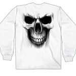 Hot Leathers GMD2241 Mens ‘Ghost Skull’ White Long Sleeve Shirt - Image 4