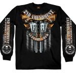 Hot Leathers GMD2385 Mens ‘Crossed Pistols’ Long Sleeve Black T-Shirt