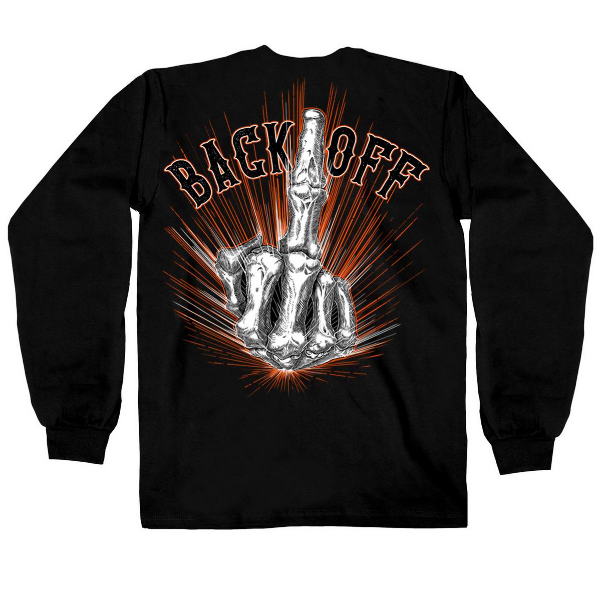 Hot Leathers GMD2453 Men’s Bone Finger Long Sleeve Black Shirt