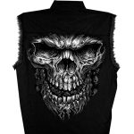 Hot Leathers GMD5237 Mens ‘Shredder Skull’ Black Sleeveless Denim Shirt - Image 4