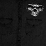 Hot Leathers GMD5237 Mens ‘Shredder Skull’ Black Sleeveless Denim Shirt - Image 5
