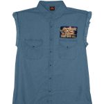 Hot Leathers GMD5407 Mens ‘Remembrance’ Sleeveless Blue Denim Shirt
