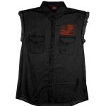 Hot Leathers GMD5430 Mens Black Flag Bullets Sleeveless Black Denim Shir - Image 3