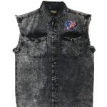 Hot Leathers GMD5472 Men’s Hoop Eagle Dyed Sleeveless Denim Shirt