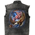 Hot Leathers GMD5472 Men’s Hoop Eagle Dyed Sleeveless Denim Shirt - Image 2