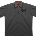 Hot Leathers GMD6113 Men’s Charcoal Grey ‘Brass Knuckles’ Mechanic’s Shop Shirt - Image 2