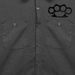Hot Leathers GMD6113 Men’s Charcoal Grey ‘Brass Knuckles’ Mechanic’s Shop Shirt - Image 3