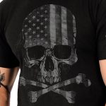Hot Leathers GML1001 Men’s’ Faded Flag Skull Black T-Shirt - Image 4