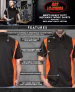 Hot Leathers GMM1003 Men’s Mechanics 2-Tone Sides Button Up Heavy-Duty Work Shirt for | Classic Mechanic Work Shirt - Image 2