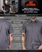 Hot Leathers GMM1010 Men’s Mechanic Charcoal Button Up Heavy-Duty Work Shirt for | Classic Mechanic Work Shirt - Image 2