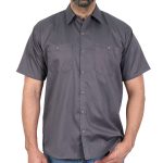 Hot Leathers GMM1010 Men’s Mechanic Charcoal Button Up Heavy-Duty Work Shirt for | Classic Mechanic Work Shirt