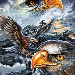 Hot Leathers GMS1239 Men’s ‘Majestic Eagle’ Navy Blue T-Shirt - Image 3