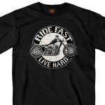 Hot Leathers GMS1246 Men’s Black ‘Circle Bike – Ride Fast-Live Hard’ T-Shirt