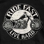 Hot Leathers GMS1246 Men’s Black ‘Circle Bike – Ride Fast-Live Hard’ T-Shirt - Image 2