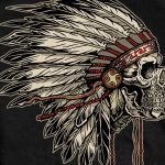 Hot Leathers GMS1341 Men’s ‘Earth Tones Headdress’ Black T-Shirt - Image 3