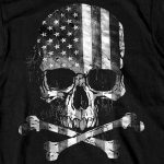 Hot Leathers GMS1372 Men’s ‘Flag Skull’ Black Short Sleeve T-Shirt - Image 2
