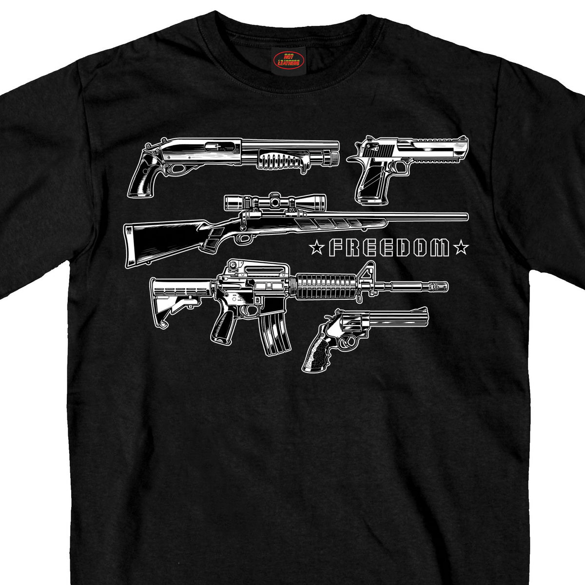 Hot Leathers GMS1409 Men’s ‘Freedom Guns’ Short Sleeve Black T-Shirt