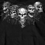Hot Leathers GMS1423 Men’s ‘Five Skull’ Short Sleeve Black T-Shirt - Image 2