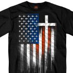 Hot Leathers GMS1466 Men’s American Flag Crosses Black T-Shirt