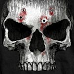 Hot Leathers GMS1467 Mens Jumbo Print Skull Bullet Holes Black T-Shirt - Image 2