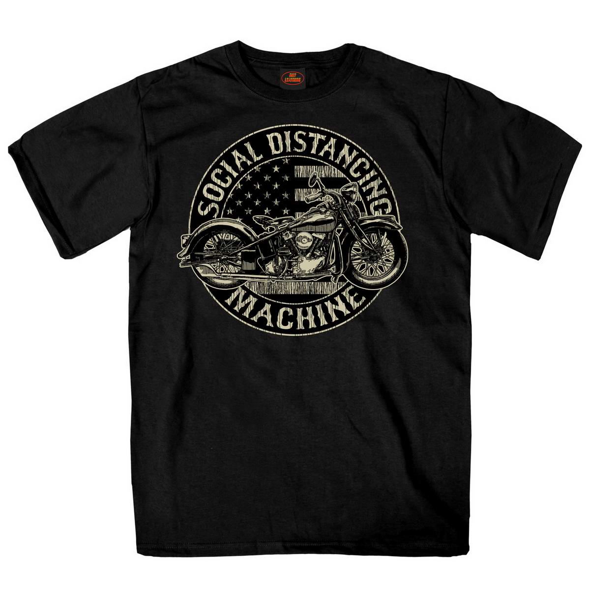 Hot Leathers GMS1475 Men’s Social Distancing Machine Black Short Sleeve T-Shirt