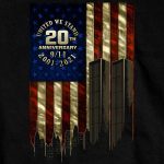 Hot Leathers GMS1494 Men’s Black ‘9-11 Skyline and USA Flag’ T-Shirt - Image 2
