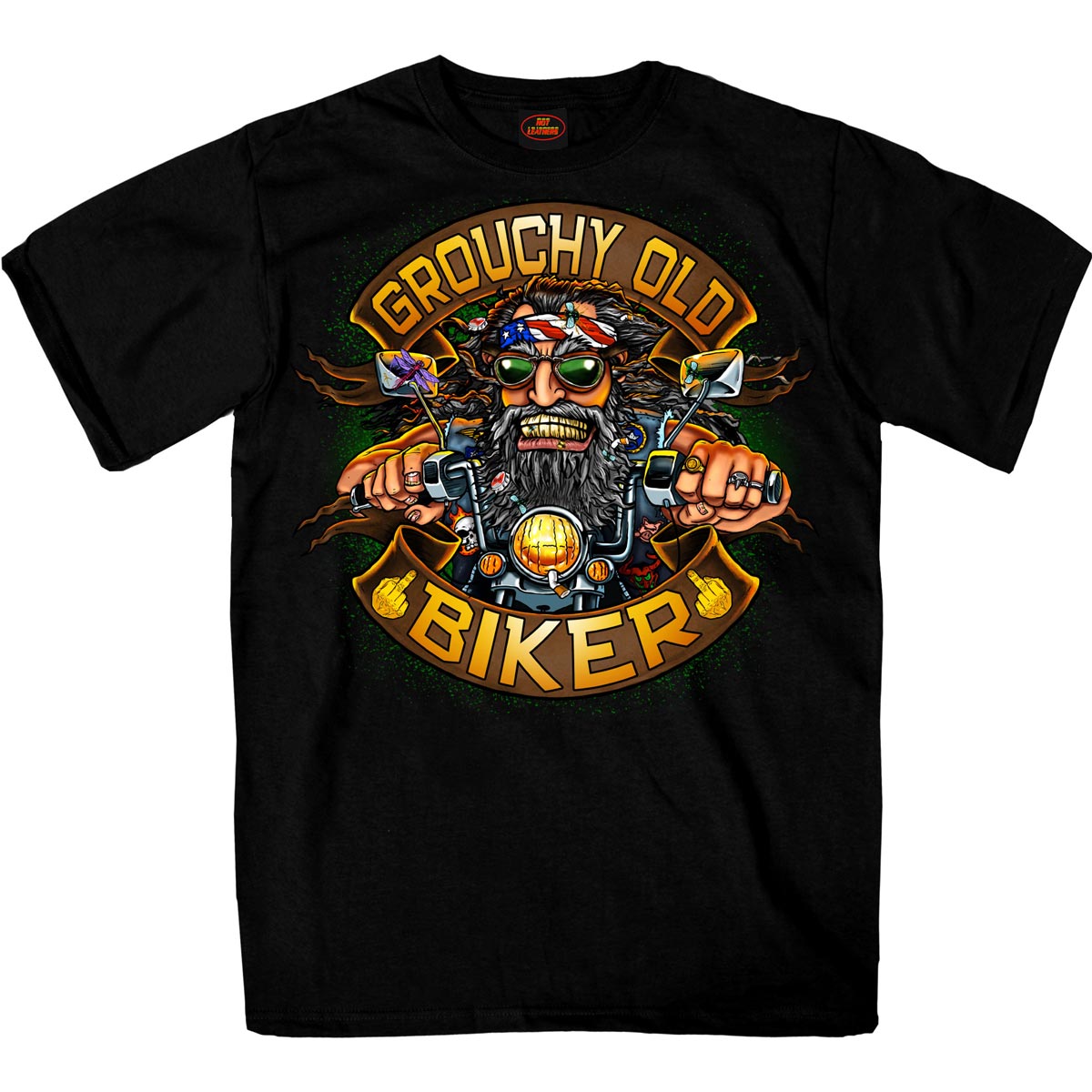 Hot Leathers GMS1508 Men’s ‘Grouchy Old Biker’ Black Biker T-Shirt