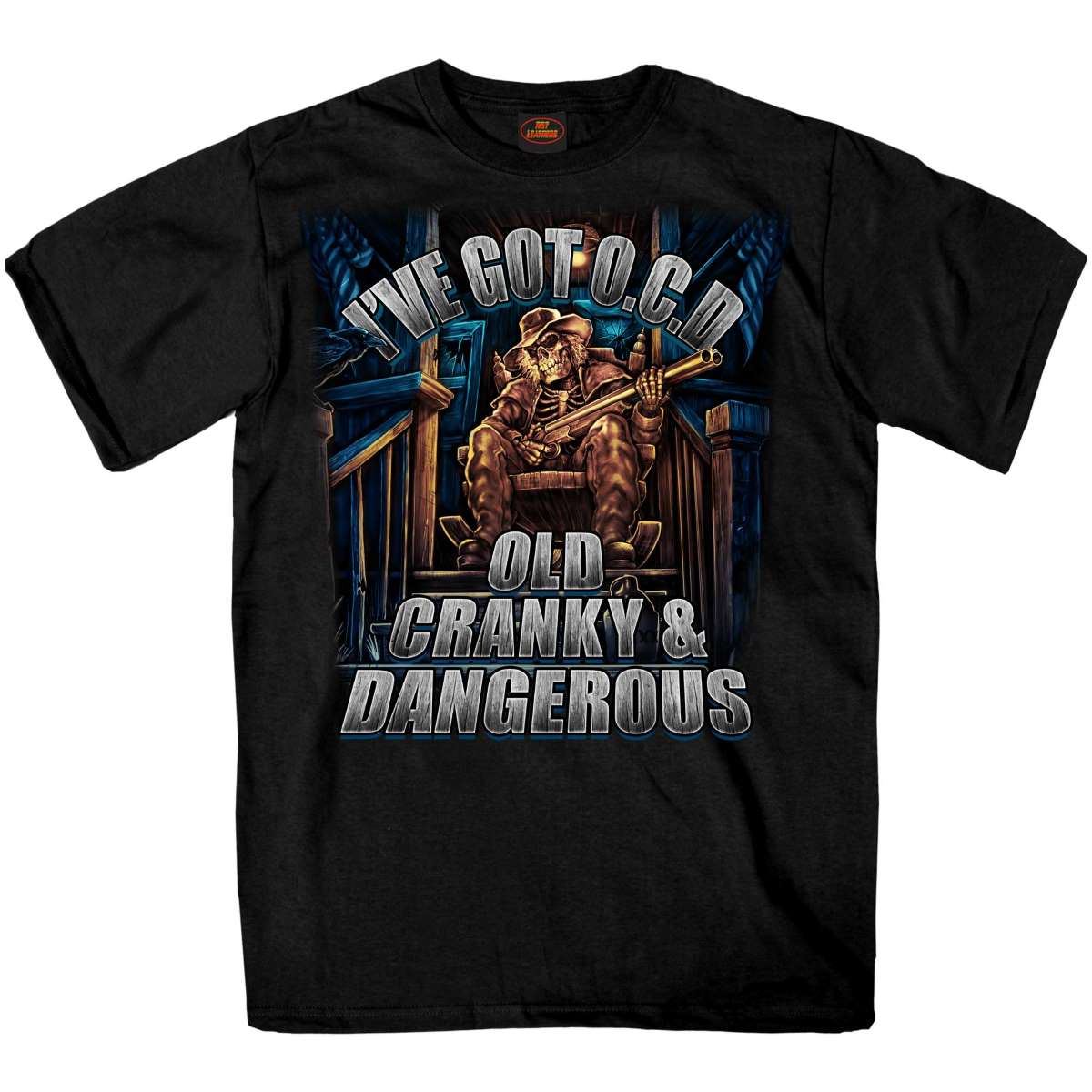 Hot Leathers Men’s OCD Old Cranky and Dangerous Mens Black T-Shirt GMS1543