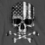 Hot Leathers GMS2391 Men’s ‘Flag Skull’ Long Sleeve Charcoal Shirt - Image 3