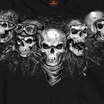 Hot Leathers GMS2423 Men’s ‘Five Skulls’ Long Sleeve Black T-Shirt - Image 2