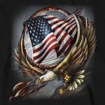 Hot Leathers GMS2427 Men’s ‘Hoop Eagle’ Long Sleeve Black T-Shirt - Image 2